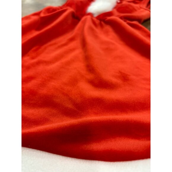 Santa Inspired Christmas Dress W/ White Trim & Pom-Pom Hood For Toddler 2 Piece - Picture 6 of 9
